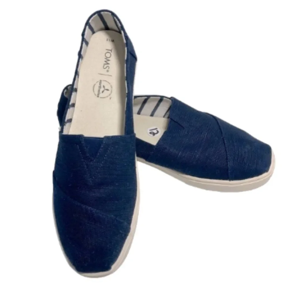 TOMs Alpargata Slip on Navy Blue Canvas Womens Size 12W